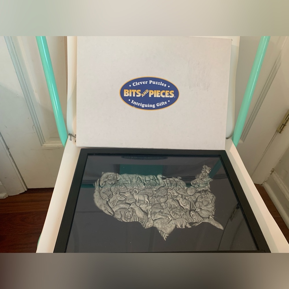 RARE & RETIRED - FRED SZATKOWSKI Pewter Cast USA 3D USA Animal Map